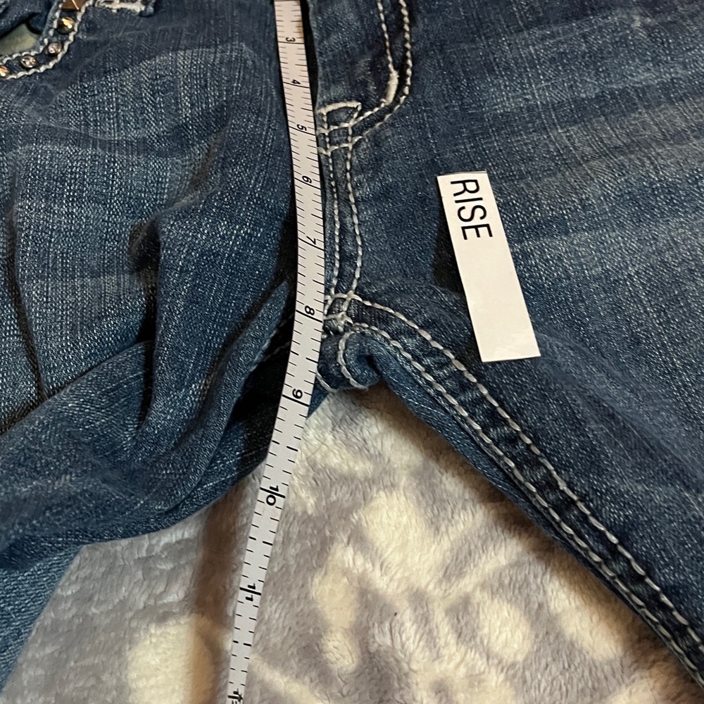 Rock and roll cowgirl denim bootcut jeans - embellished/ distressed W 29 - Picture 9 of 14